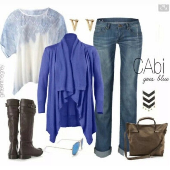 CAbi 781 Fade Out Sheer Blue & White Blouse Size Small - Picture 7 of 8